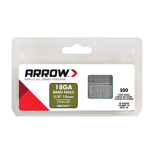Arrow Fastener Arrow BN18 18 Ga. X 5/8 in. L Galvanized Steel Brad Nails 1000 pk 0.32 lb BN1810CS - main